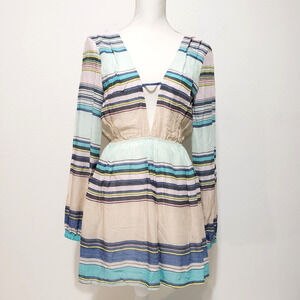 NEW!! Wildfox SIZE S Whitney Mini Dress Stripe Long Sleeves Lightweight Beachy